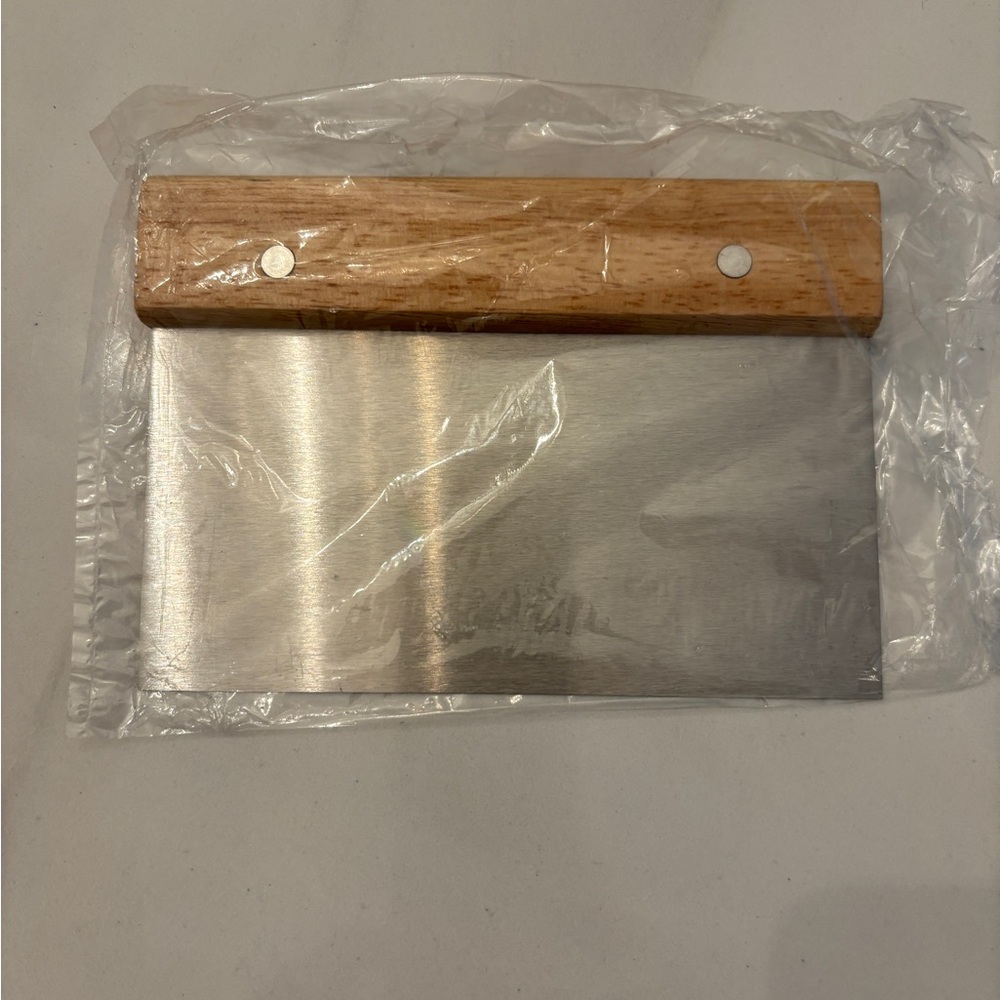 Wood Handle Dough Scraper / Bench Scraper - Natural Wood & Stainless